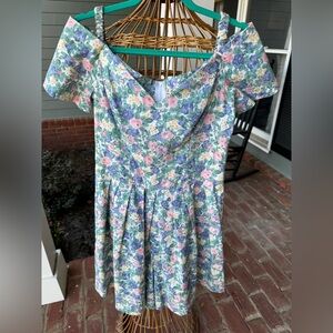 Vintage 90s Floral Coquette Cottagecore Romper Puff Sleeve  Size 9 Made in USA
